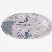 Eleganter Pfau Blumen Vintage (11) Pappteller (Schrägansicht)