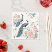 Eleganter Pfau Blumen Vintage (6) Serviette (Beispiel)