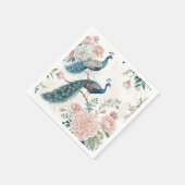 Eleganter Pfau Blumen Vintage (6) Serviette (Ecke)