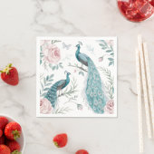 Eleganter Pfau Blumen Vintage (8) Serviette (Beispiel)