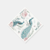 Eleganter Pfau Blumen Vintage (8) Serviette (Ecke)