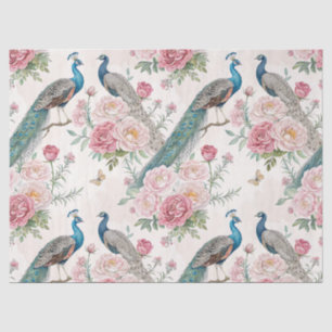 Eleganter Pfau Floral Vintage (10) Seidenpapier