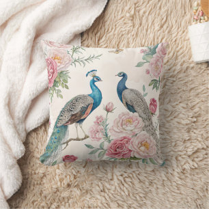 Eleganter Pfau Floral Vintage (12) Kissen