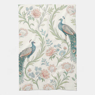 Eleganter Pfau Floral Vintage (1) Geschirrtuch