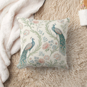 Eleganter Pfau Floral Vintage (1) Kissen