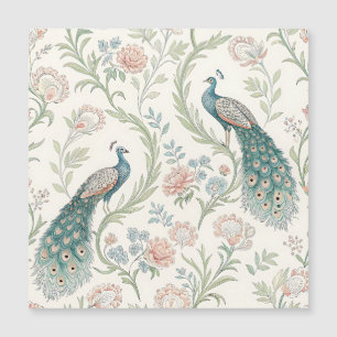 Eleganter Pfau Floral Vintage (1) Magnetkarte