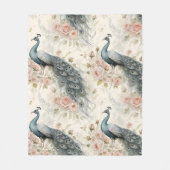 Eleganter Pfau Floral Vintage (2) Fleecedecke (Vorderseite)