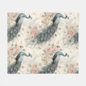 Eleganter Pfau Floral Vintage (2) Fleecedecke (Vorderseite (Horizontal))
