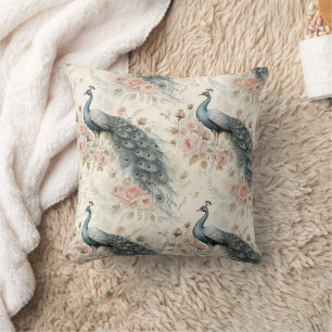 Eleganter Pfau Floral Vintage (2) Kissen