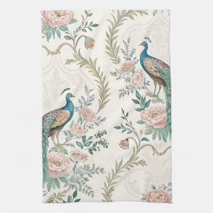 Eleganter Pfau Floral Vintage (3) Geschirrtuch
