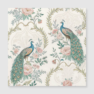 Eleganter Pfau Floral Vintage (3) Magnetkarte