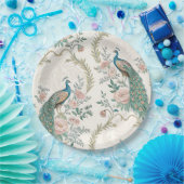 Eleganter Pfau Floral Vintage (3) Pappteller (Party)
