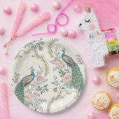 Eleganter Pfau Floral Vintage (3) Pappteller (Party)