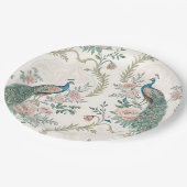 Eleganter Pfau Floral Vintage (3) Pappteller (Schrägansicht)