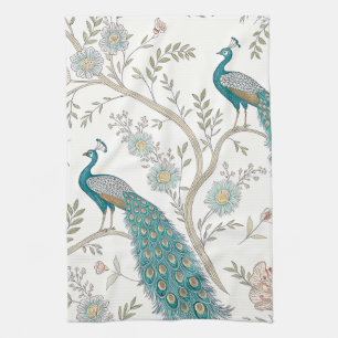 Eleganter Pfau Floral Vintage (4) Geschirrtuch