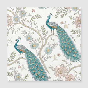 Eleganter Pfau Floral Vintage (4) Magnetkarte