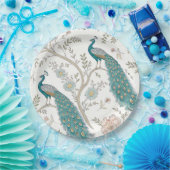 Eleganter Pfau Floral Vintage (4) Pappteller (Party)