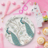 Eleganter Pfau Floral Vintage (4) Pappteller (Party)