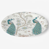 Eleganter Pfau Floral Vintage (4) Pappteller (Schrägansicht)
