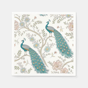 Eleganter Pfau Floral Vintage (4) Serviette