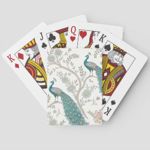 Eleganter Pfau Floral Vintage (4) Spielkarten