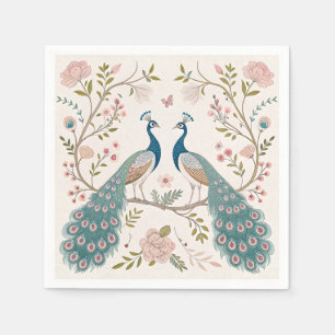 Eleganter Pfau Floral Vintage (5) Serviette