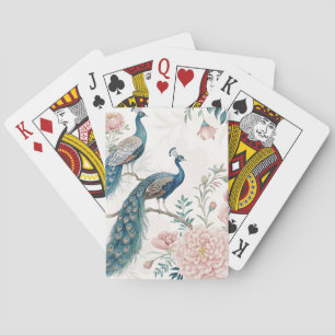 Eleganter Pfau Floral Vintage (6) Spielkarten