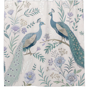 Eleganter Pfau Floral Vintage (7) Duschvorhang