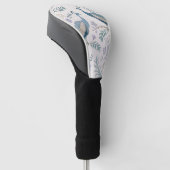 Eleganter Pfau Floral Vintage (7) Golf Headcover (angewinkelt)