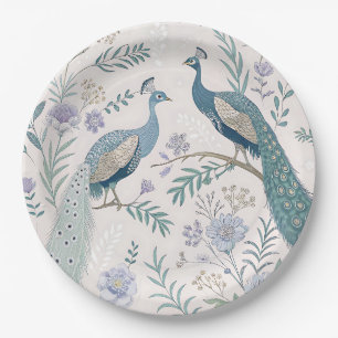 Eleganter Pfau Floral Vintage (7) Pappteller