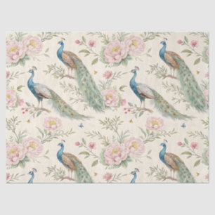 Eleganter Pfau Floral Vintage (7) Seidenpapier