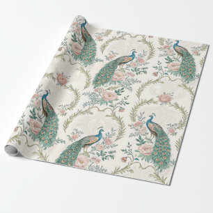 Eleganter Pfau Floral Vintage (8) Geschenkpapier