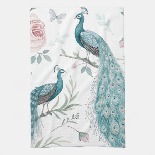 Eleganter Pfau Floral Vintage (8) Geschirrtuch