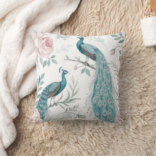 Eleganter Pfau Floral Vintage (8) Kissen