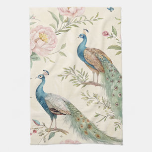 Eleganter Pfau Floral Vintage (9) Geschirrtuch