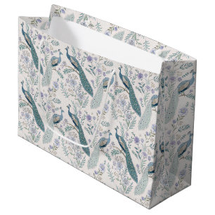 Eleganter Pfau Floral Vintage (9) Große Geschenktüte