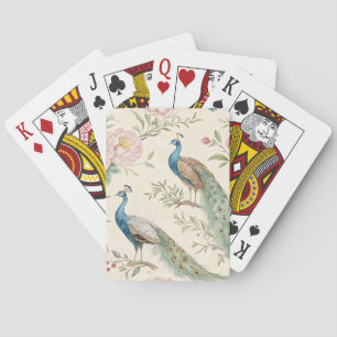 Eleganter Pfau Floral Vintage (9) Spielkarten