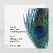 Eleganter Pfau-Geburtstag Einladung (Vorne/Hinten)