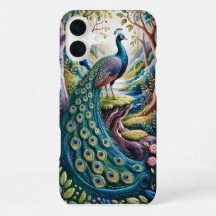 Eleganter Pfau im Fall des verzauberten Waldes iPhone 16 Plus Hülle