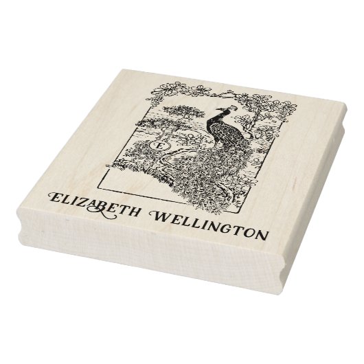 Eleganter Pfau im Garten Initial Gummistempel (Stempel)