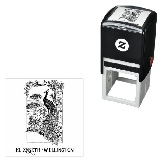 Eleganter Pfau im Garten Initial Permastempel (Beispiel)