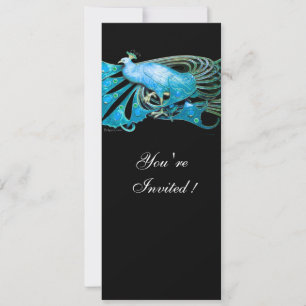 ELEGANTER PFau IN BLAU SCHWARZ TEAL HOCHZEITSPARTY Einladung