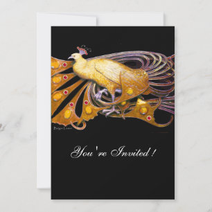 ELEGANTER PFau IN GELB UND SCHWARZ Einladung