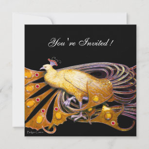 ELEGANTER PFau IN GELB UND SCHWARZ Einladung