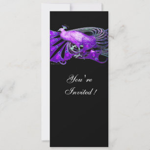 ELEGANTER PFau IN LILA UND SCHWARZ Einladung