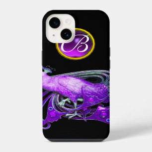 ELEGANTER PFau IN PURPUR, AMETHYST-MONOGRAMM iPhone 14 Hülle
