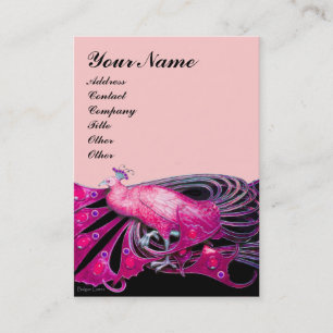 ELEGANTER PFau IN ROSA, FUCHSIA, SCHWARZ Visitenkarte