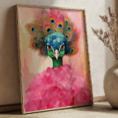 Eleganter Pfau in rosa Pelz Tierfreude Kunst Poster