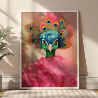 Eleganter Pfau in rosa Pelz Tierfreude Kunst