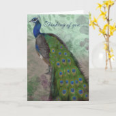 Eleganter Pfau Karte (Gelbe Blume)